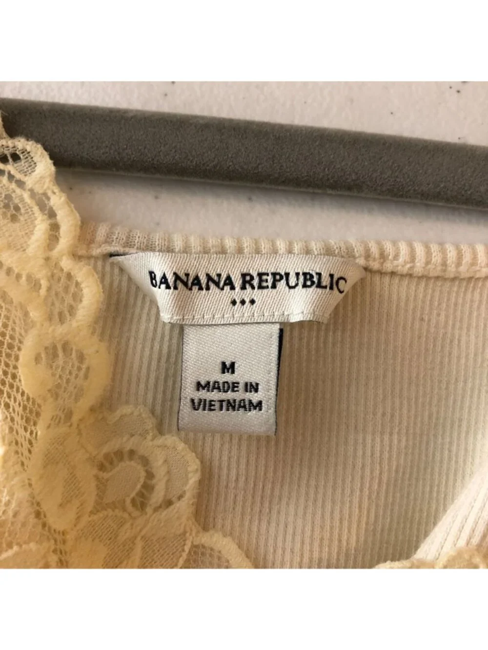 Banana Republic Womens Lace Trim Cami Top Ribbed Ivory M